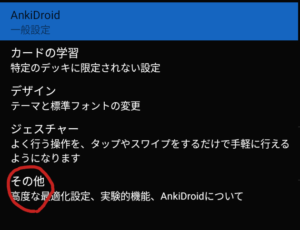 Anki設定画面